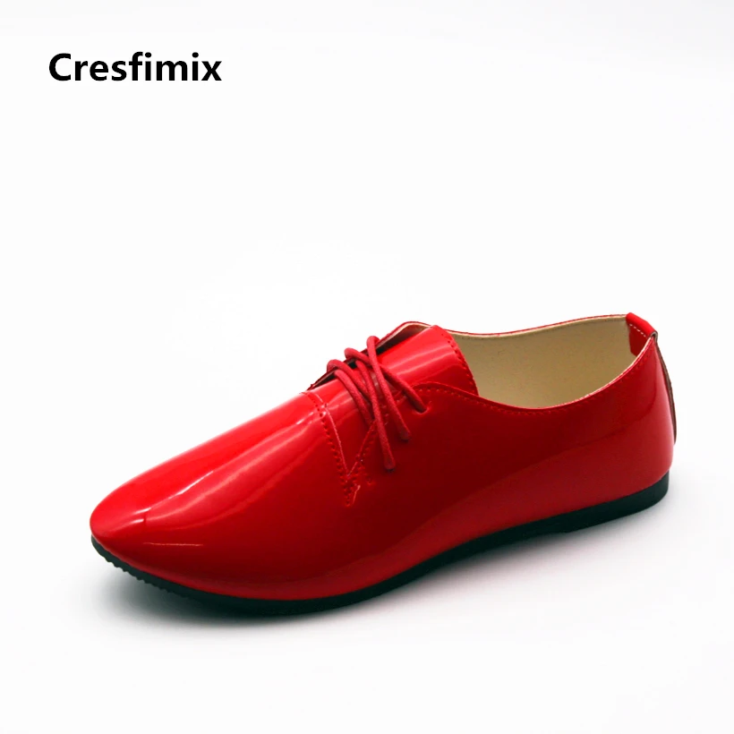 Cresfimix zapatos de mujer women cute comfortable pu leather lace up flat shoes lady spring &amp autumn cool a686 | Обувь