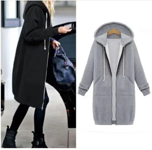 style2 Женская теплая зимняя флисовая парка с капюшоном, пальто, длинная куртка, женская верхняя одежда на молнии, женские толстовки, S-5XL размера плюс, толстовка - Цвет: style2