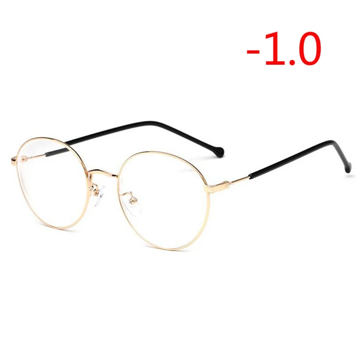 Myopia 100 Женские Мужские очки для близорукости с градусом Ретро Золотая оправа овальные готовые очки для близорукости-1,0-1,5-2,0-2,5 до-4,0 - Цвет оправы: Myopia 100