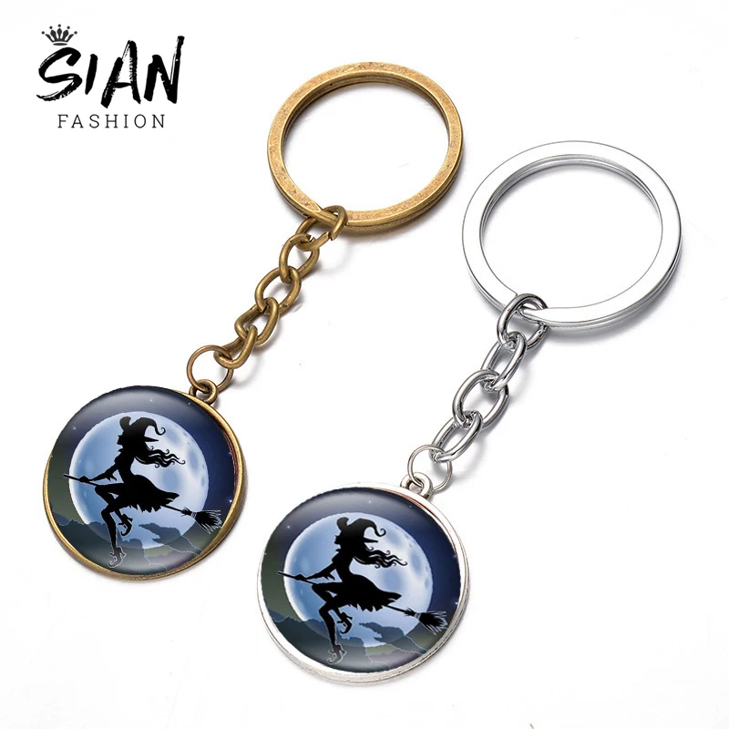 Новое поступление SIAN Witch & брелок луна Мультяшные узоры Стекло Кабошон Подвеска