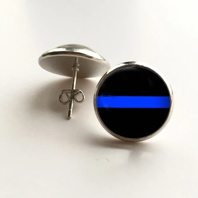 Бесплатная доставка 14 мм Новый дизайн тонкая Голубая линия серьги гвоздики