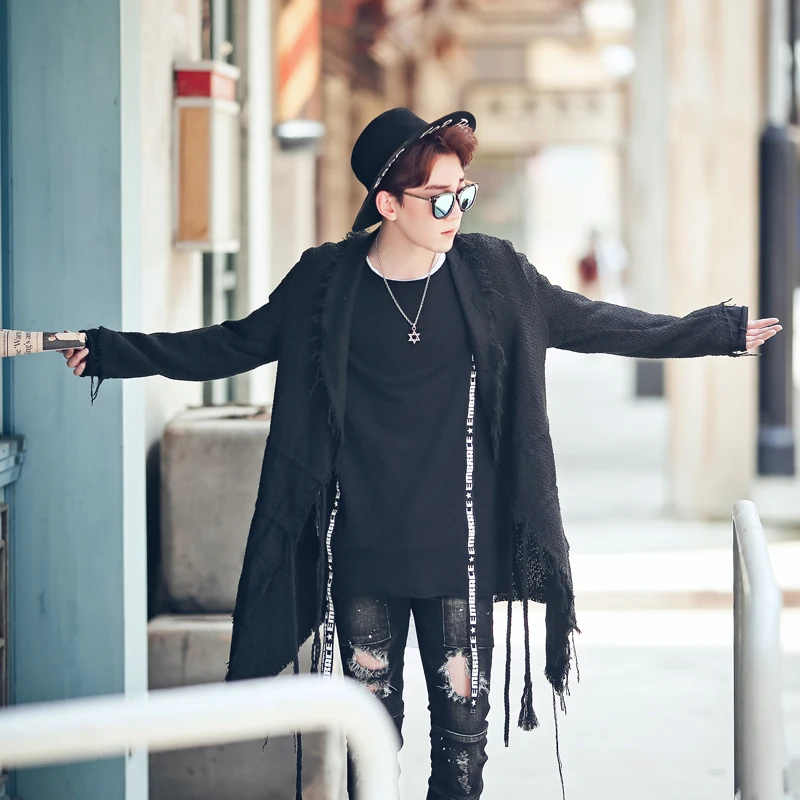 

2017 male medium-long personalized novelty the trend of the autumn tassel men's clothing dj costumesThe singer's clothing M-XL