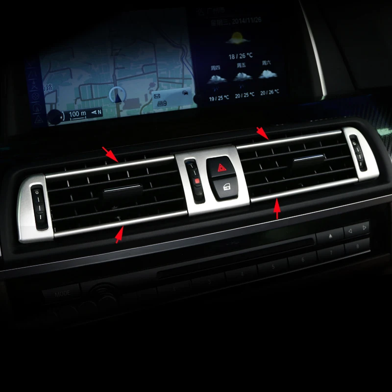 8 шт. сталь Подходит для BMW 5 серии F10 11-16 Передняя вентиляционная рамка в полоску