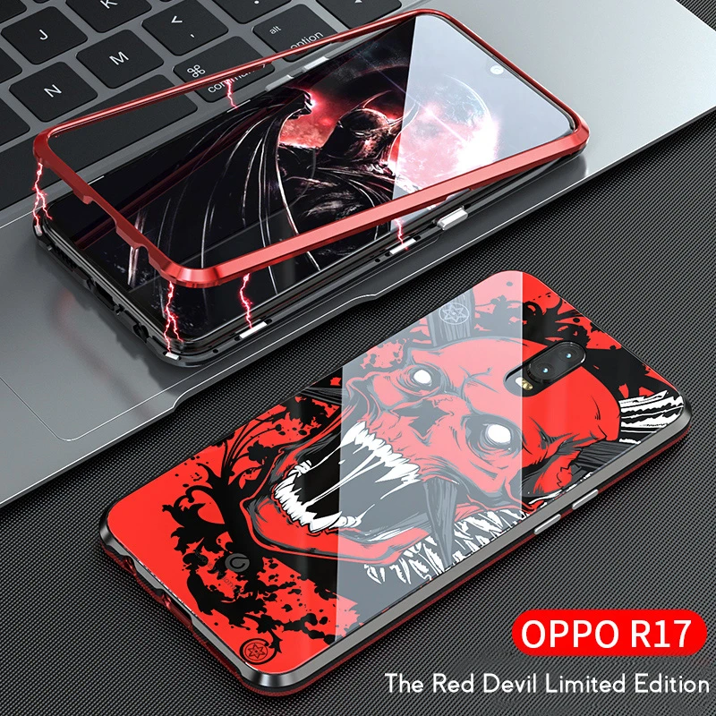 ADKO Luxury Magnetic Flip Case For Oppo R17 Pro Clear Transparent Tempered Glass Back Cover |