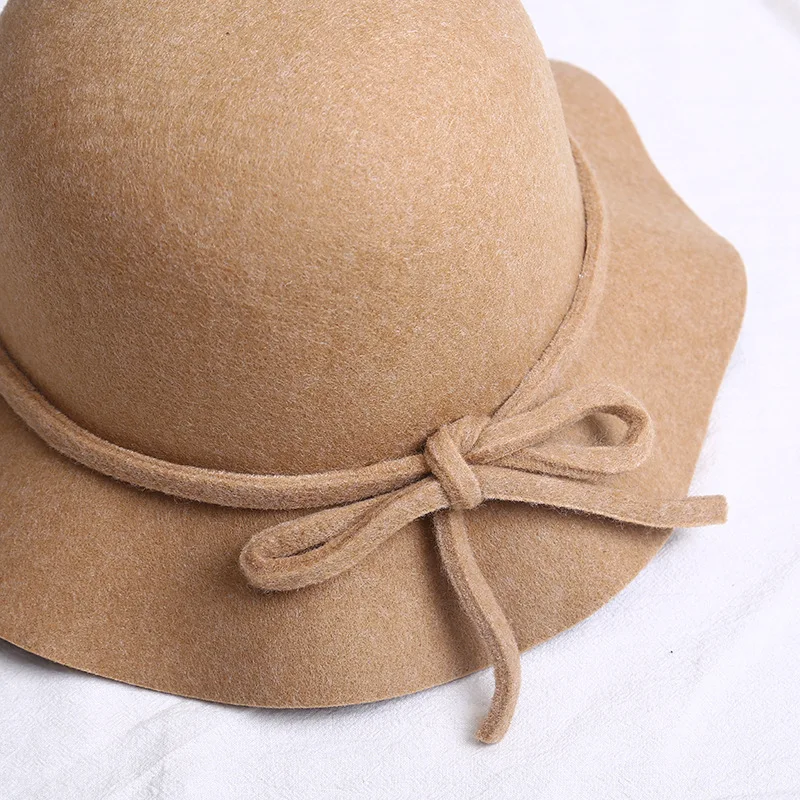 Панама женская универсальная простая осенне-зимняя 2020 шапки с бантом однотонная