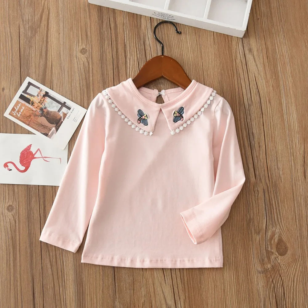 Базовая Блузка для девочек хлопковая детская одежда футболка с длинными