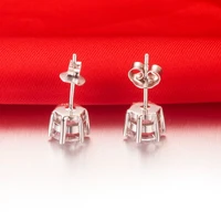 4CT Total Test Real Moissanite Earrings Classic Brand Stud Jewelry Women Sterling Silver Bridal Jewelry Moissanite Stud Earring