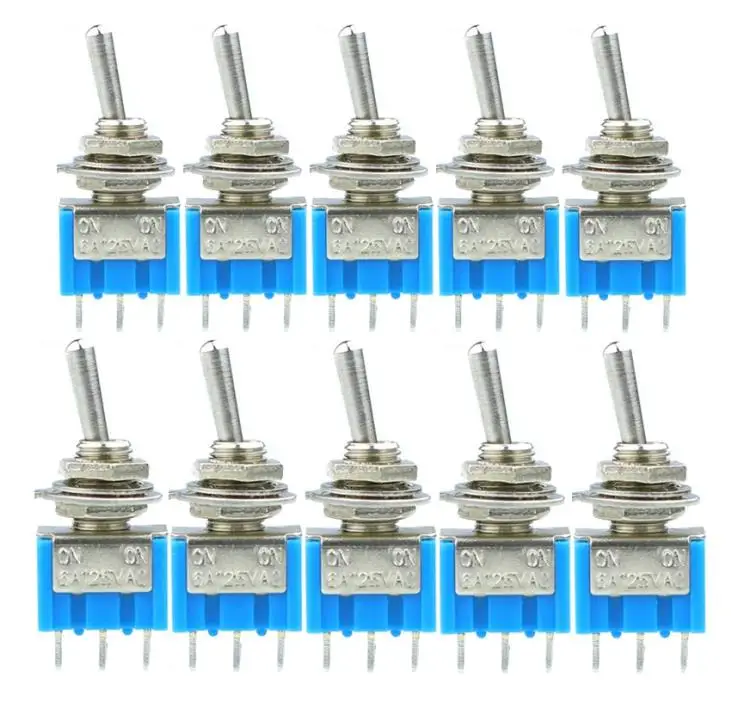 

10 шт./лот синий мини MTS-102 3-контактный SPDT ON-ON 6A 125VAC миниатюрный тумблер