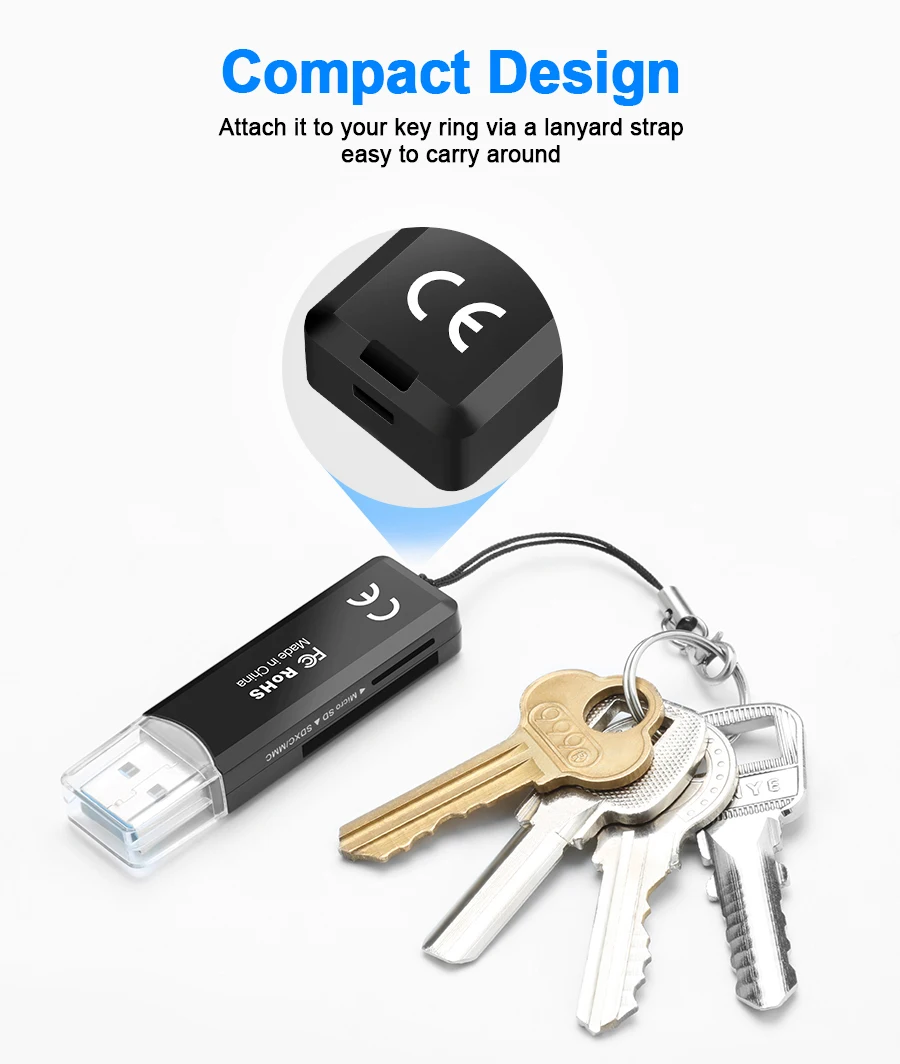 Rocketek Высокое качество usb 3,0 мульти 2 в 1 памяти otg телефон кард-ридер 5 Гбит/с адаптер для SD/TF micro SD ПК Компьютерные аксессуары