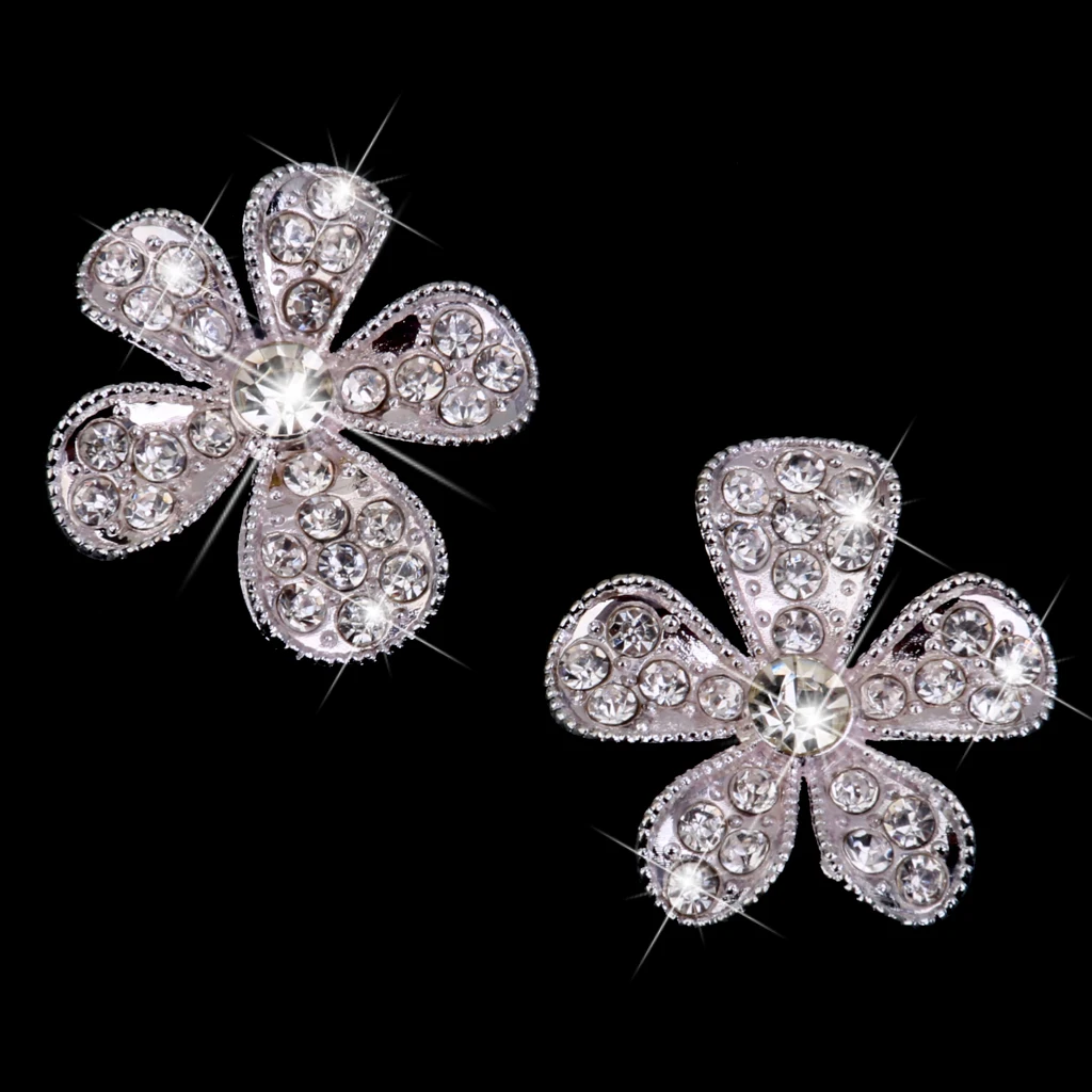 New Hot Sale Phenovo Crystal Flower Rhinestone Buttons DIY Craft Embellishment Silver for Garment Bags HeadbanSewing Supplies | Дом и сад