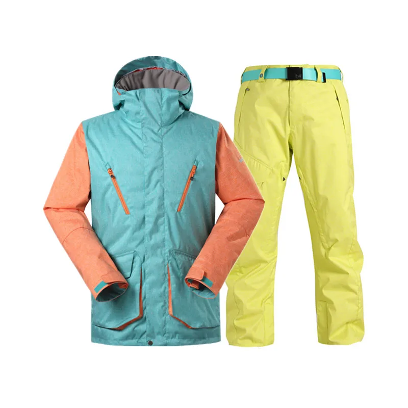with yellow pant GSOU горнолыжный костюм мужской,лыжный костюм мужской,лыжи куртка,костюм горнолыжный мужской,зимний мужской костюм куртка и брюки - Цвет: with yellow pant