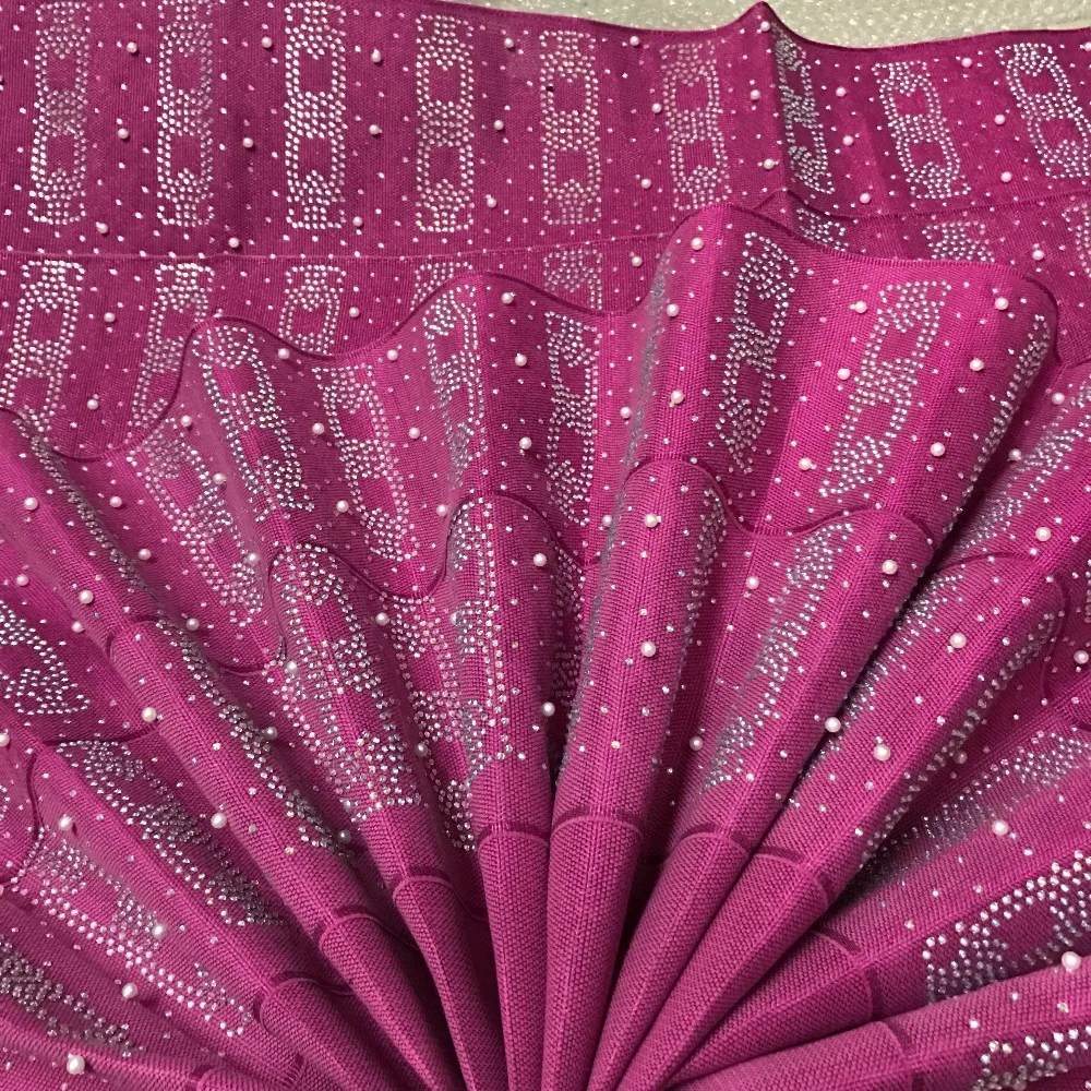 Новейшая мода персиковый нигерийский aso oke gele полностью украшенный камнями и