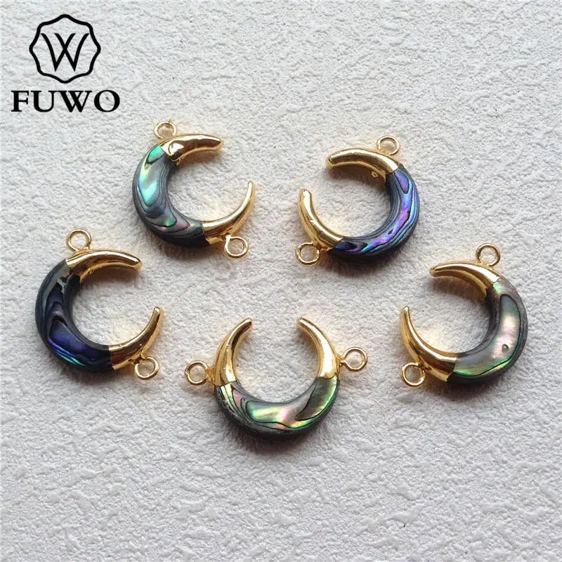 Коннектор Полумесяца FUWO Abalone с золотым наполнителем 24 К модная двойная подвеска