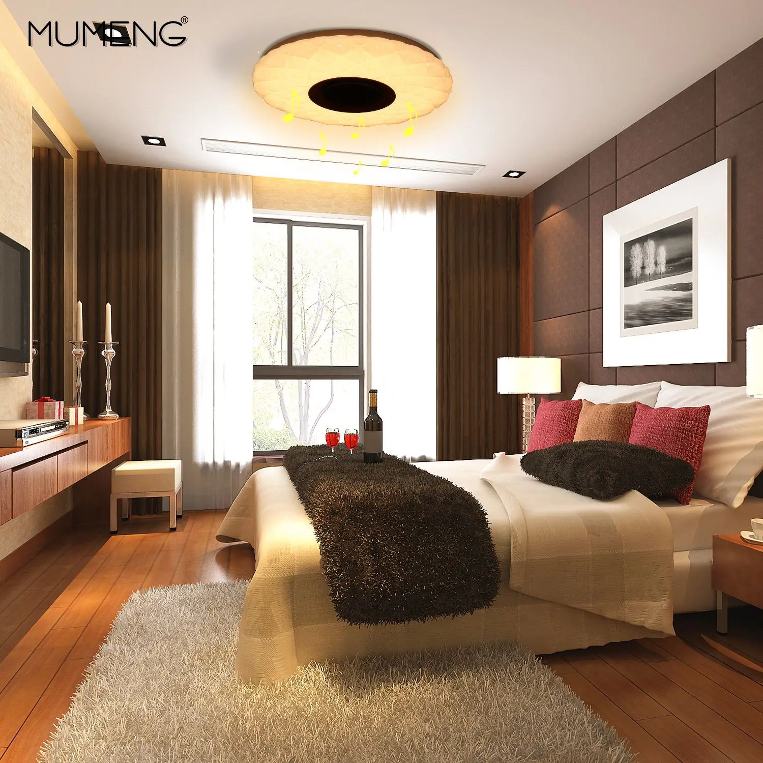 Современные светодиодные потолочные лампы Bluetooth Музыка свет RGB затемнения 36 Вт