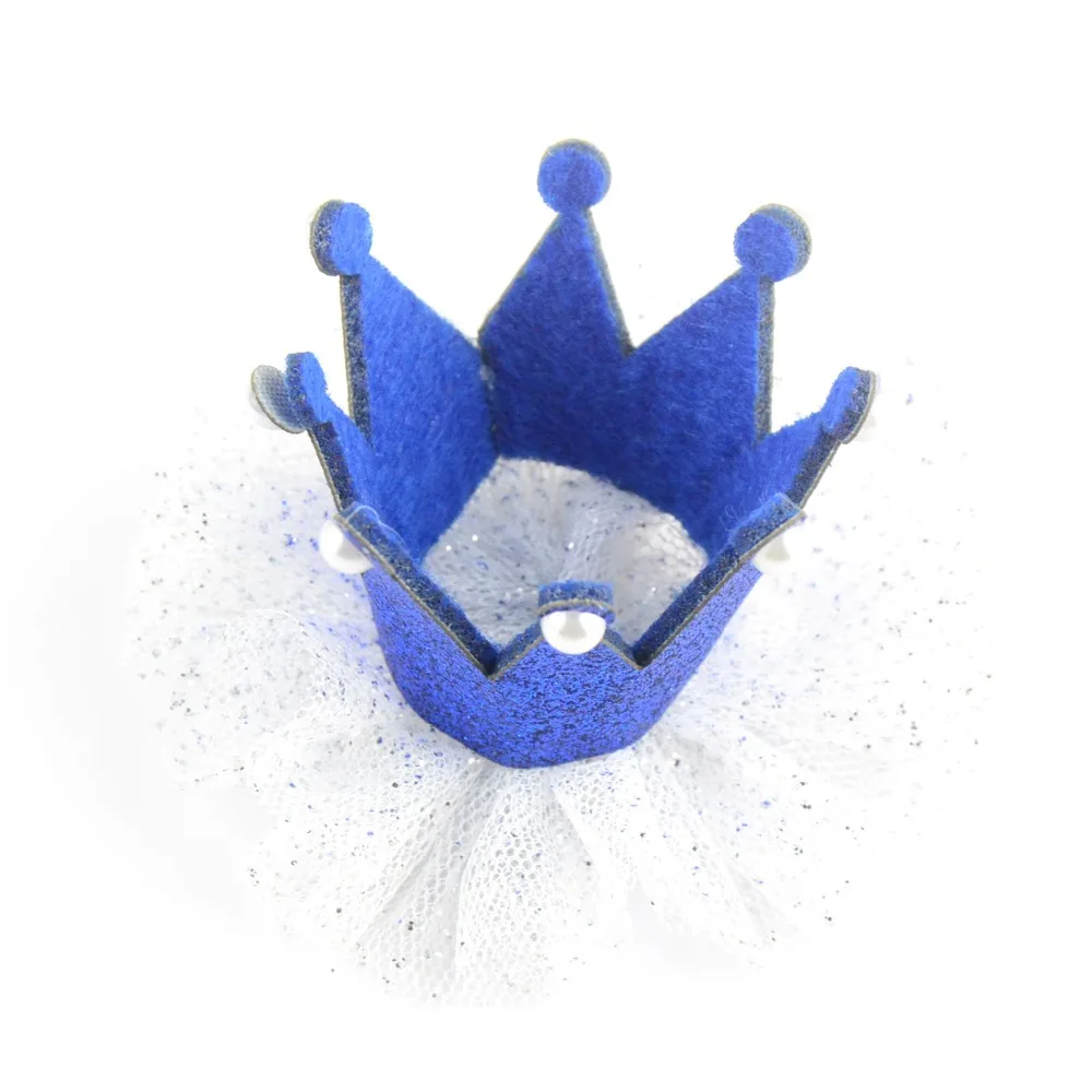 Золотая фетровая корона с белыми фатиновыми цветами незаконченная 1-я годовщина фотоаксессуара DIY ободок для волос GC05.