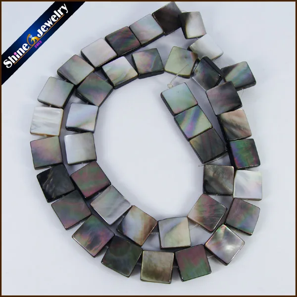 

Wholesale 10x10x3 mm Natural Hand Grind Black Lip Shell Flat Square Loose Beads Strand 15" (39 PCS Beads) For Jewelry Making