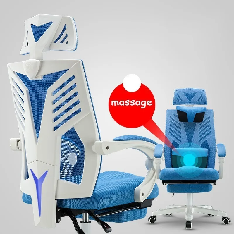 ЕС Boss Gaming Silla Gamer Esports Poltrona стул массаж может лежать с подставкой для ног искусственное кожаное колесо - Цвет: blue massage