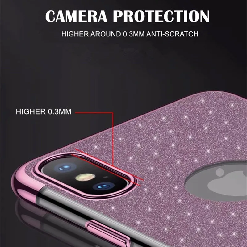 QINUO Plating Glitter Shining Phone Case For iPhone 5 SE 6 6S 7 8 Plus Ultra Thin Soft TPU Cover Shell X XS Max XR |