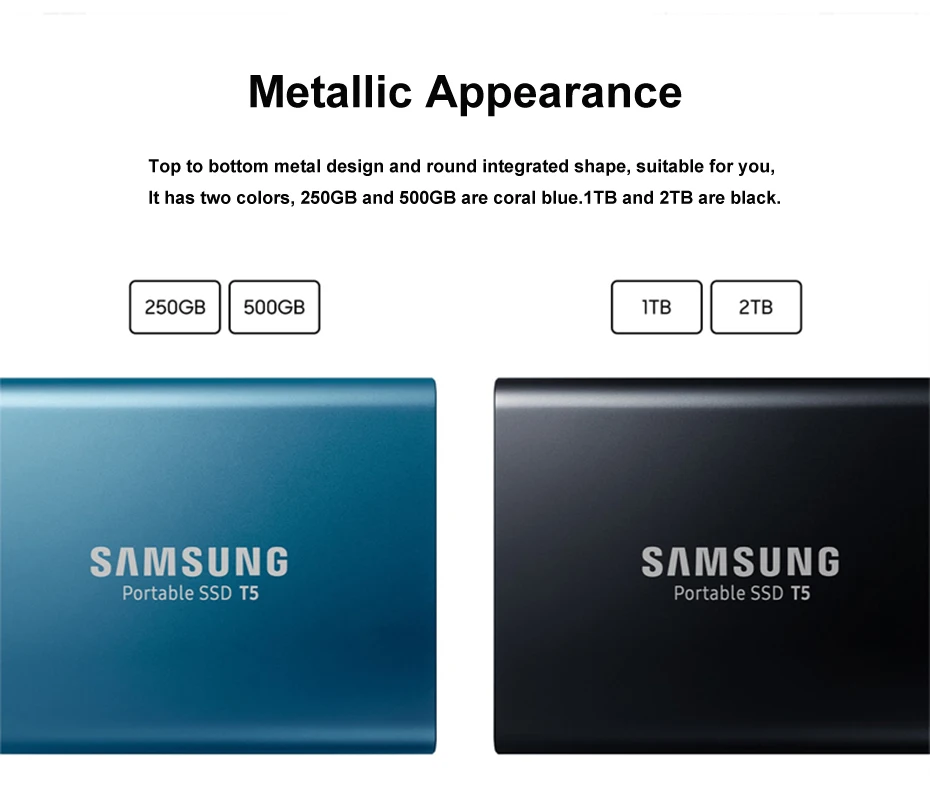 SAMSUNG Внешний SSD T5 250 ГБ 500 ГБ 1 ТБ 2 ТБ жесткий диск внешний твердотельный диск Hdd Gen2(10 Гбит/с) для ноутбука ПК настольный