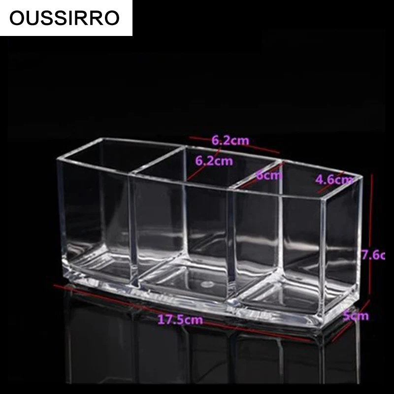 Прозрачная акриловая коробка для хранения с 3 отделениями органайзер косметики