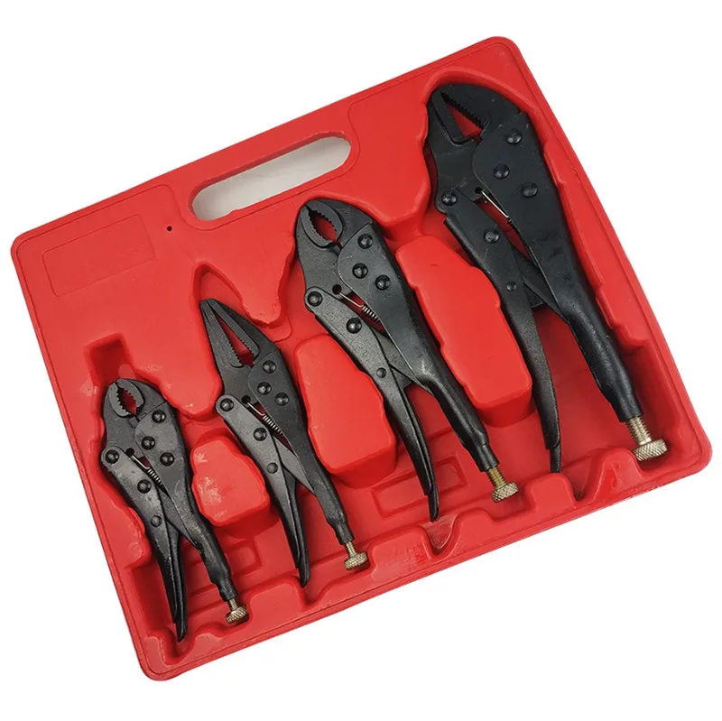 

4Pcs 5"/6.5"/7"/10" Multi Tool Locking Pliers For Metalworking Repair Tool Pliers Forceps Vice Labor Saving Hand Tool Set