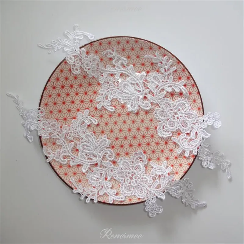 2Pairs/4pcs Ivory/White Classic Clothing Lace Trim Applique Trimming High Quality DIY Craft Sewing Accessories 32X7.5cm SX17 | Дом и сад