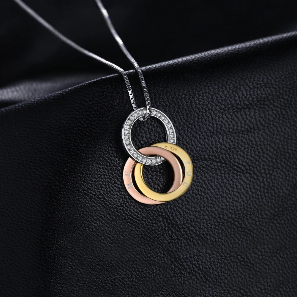 JewelryPalace 0.1ct Cubic Zirconia There Circle Winding You and Me Pendant Necklace 925 Sterling Silver 18 Inches Gift for Women | Украшения