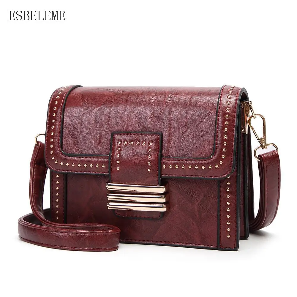 2019 женская сумка на плечо с клапаном бордового цвета Женская Повседневная из