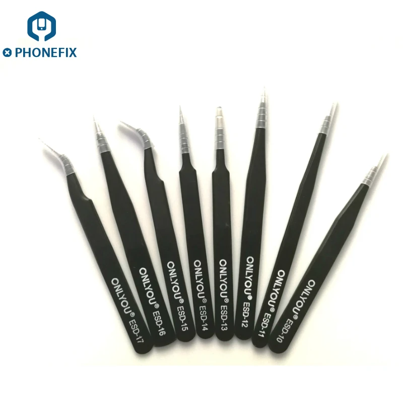 PHONEFIX 8 шт./лот антистатические нержавеющая сталь tweezers инструменты для пинцета Комплект для телефона DIY ручной инструмент мобильного телефона Пинцет для ремонта