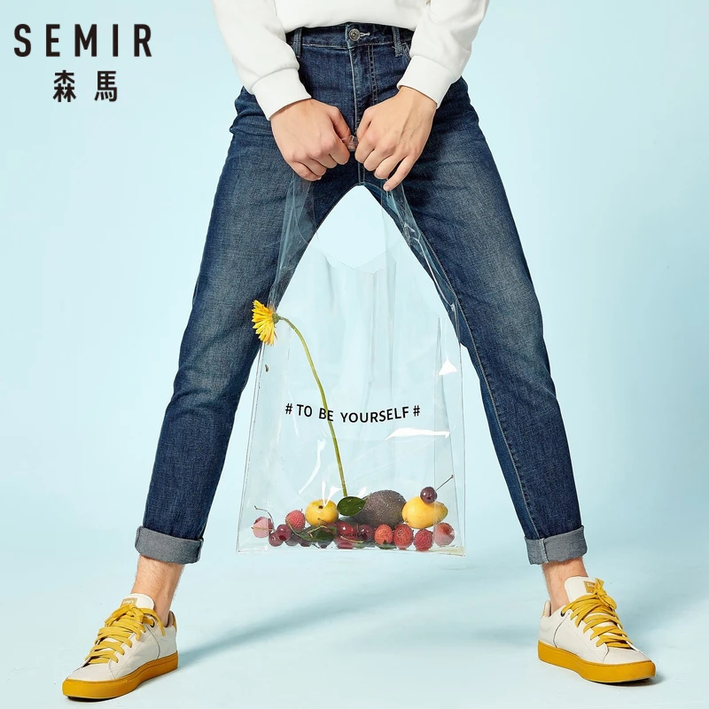 SEMIR мужские джинсы зауженного кроя из стираного денима с боковым карманом