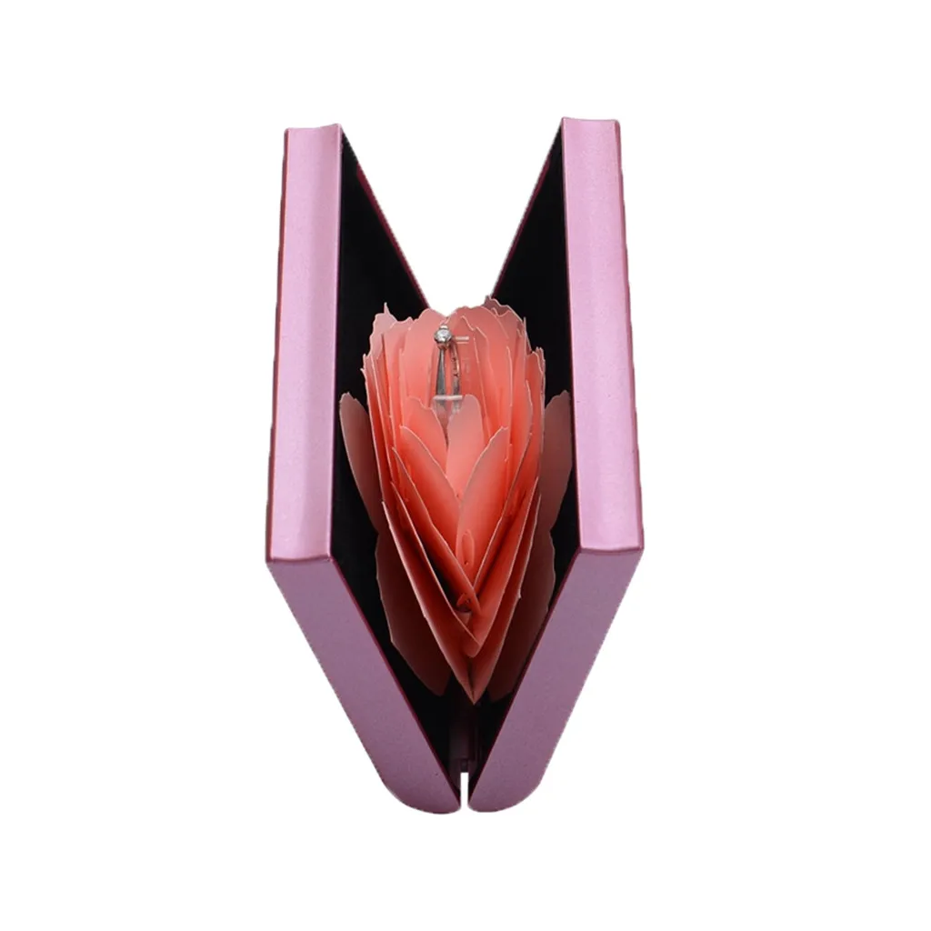 HSU 3D Pop Up Rose Ring Box Свадебные обручальные ювелирные изделия держатель для хранения Чехол сумка для хранения багажа Органайзер Лидер продаж