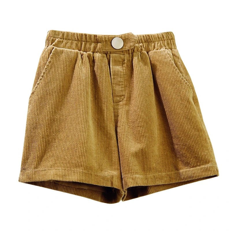 Fall Winter Fashion Woman Lady Korean Wide Leg Khaki Black Corduroy Shorts Casual Autumn Spring Female Loose | Женская одежда