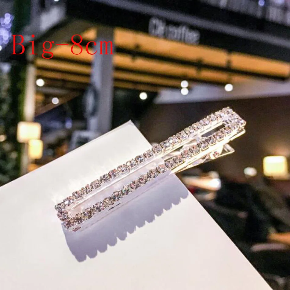 8cm silver Корея новые стильные яркие стразы кристалл шпильки с жемчугом оснастки палочные зажимы женская заколка для волос для девочек - Окраска металла: 8cm silver