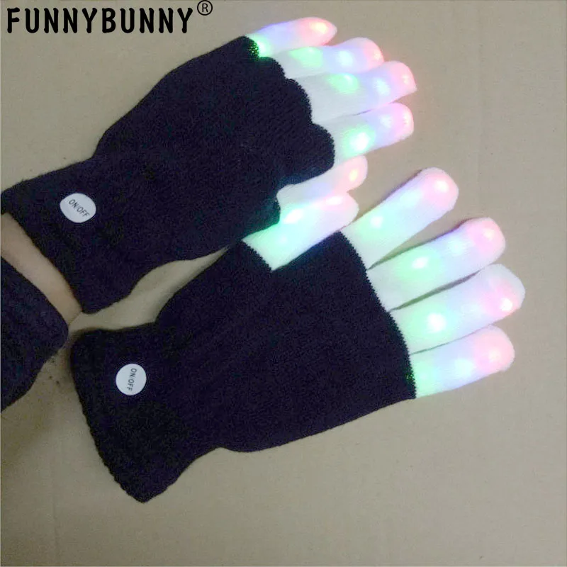 Светодиодные Перчатки FUNNYBUNNY светящиеся на пальцах игрушки с огнями 3 Красочные 6