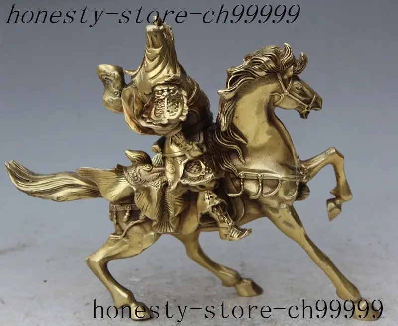 9 &quotКитайский народный миф латунь солдат общие Гуань Гун Юй статуя Верховая