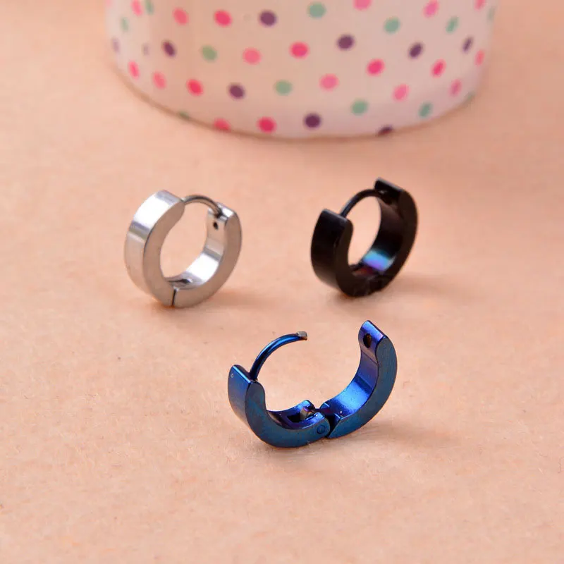 NEW Rock Style Small Hoop Earrings Silver Gold Stainless Steel Earring Unisex Metal Plating Ear Rings Clip Circle | Украшения и