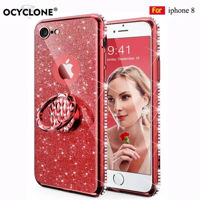 Броня для iphone 8 чехол plus силиконовый прозрачный Блестящий бриллиантовый