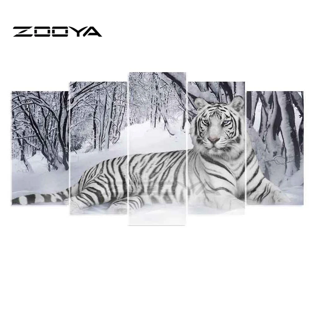 ZOOYA 5D DIY Алмазная Вышивка Тигр 5 шт. вышивка крестиком полная Дрель Стразы мозаика