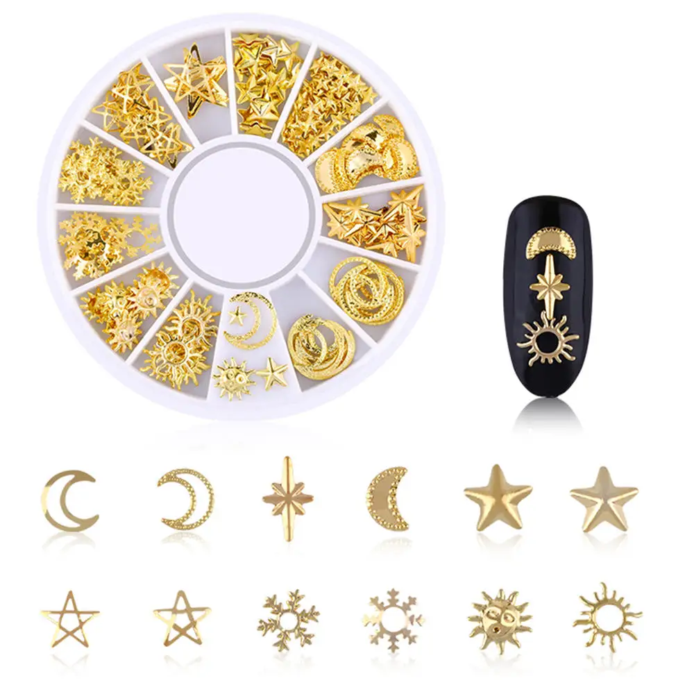 1 лист Nail Art Rhinestone украшения DIY 3D ногтей аксессуары Звезда Луна ажурные ногтей Декоративная заклепка ювелирные изделия