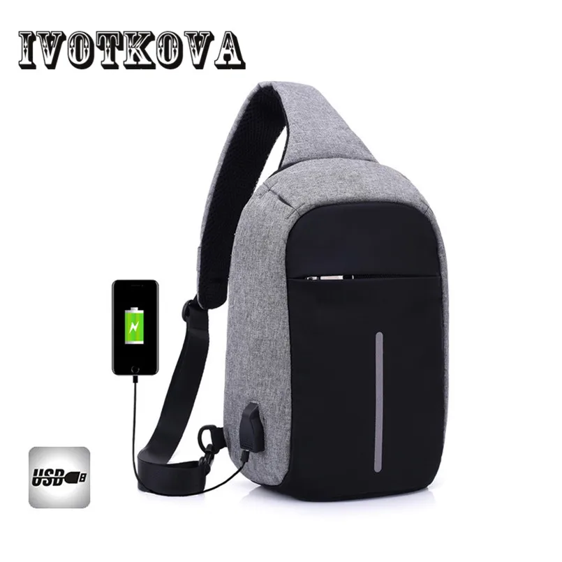 IVOTKOVA/мужская повседневная сумка на плечо дизайнерские сумки через с usb-портом и