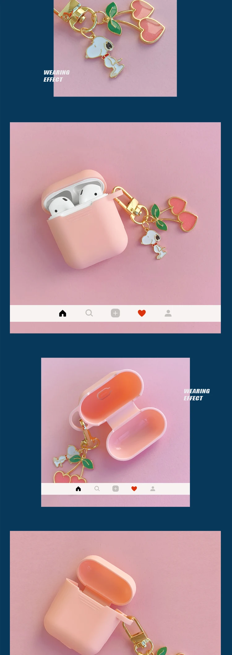 Милый мультяшный силиконовый чехол для Apple Airpods, чехол, аксессуары, Bluetooth наушники, мультяшный защитный чехол, вишневый собачий брелок