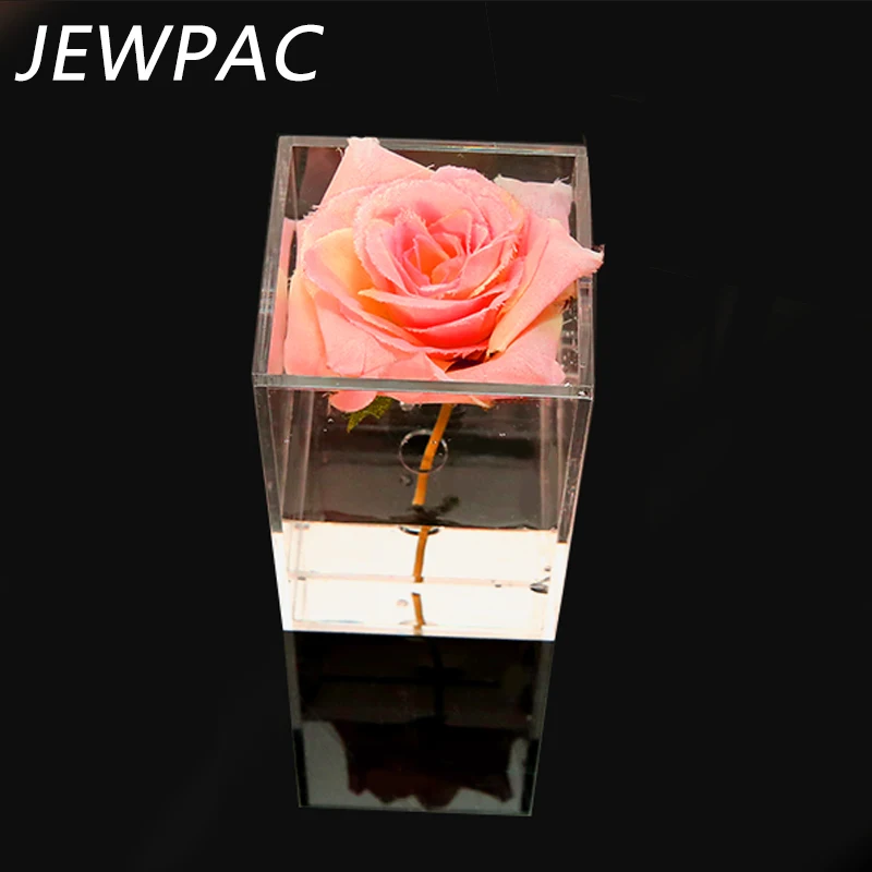 JEWPAC 1 отверстие акриловый цветок дисплей коробка для хранения ювелирных изделий