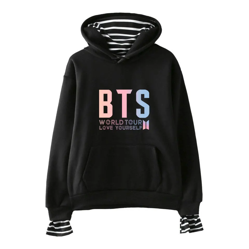 Женская одежда 2018 осеннее женское худи BTS WORLD TOUR поддельные две части плюс