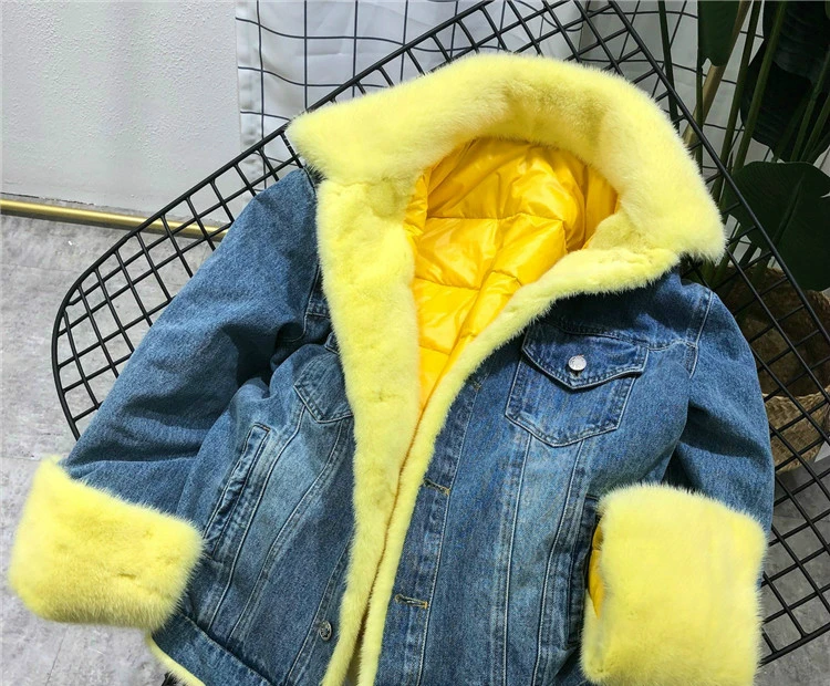 Женское джинсовое пальто с наполнителем OFTBUY повседневная утолщенная куртка на