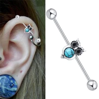 owl studing ear fashion cartilage piercing stainless steel earrings anti allergic earring animal jewelry for women eea001