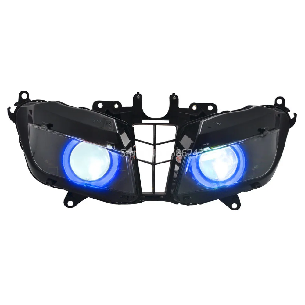 Мотоциклетный налобный фонарь HID с синим ангельским глазом полный комплект фар