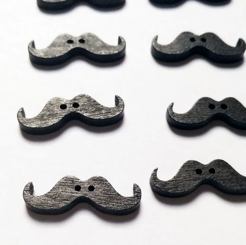 Послушание 100 шт. DIY черные усы Shaped деревянный Вышивание Пуговицы мобильный В виде