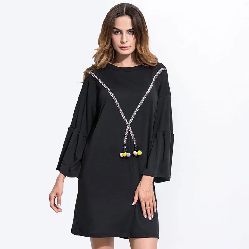 Мода 2018 Демисезонный платье Для женщин Элегантный длинным рукавом Платье