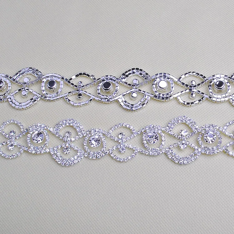 

Free shippment!5yards/lot sew on rhinestone bridal costume white flower trim crystal wedding dress decorative diamond chain