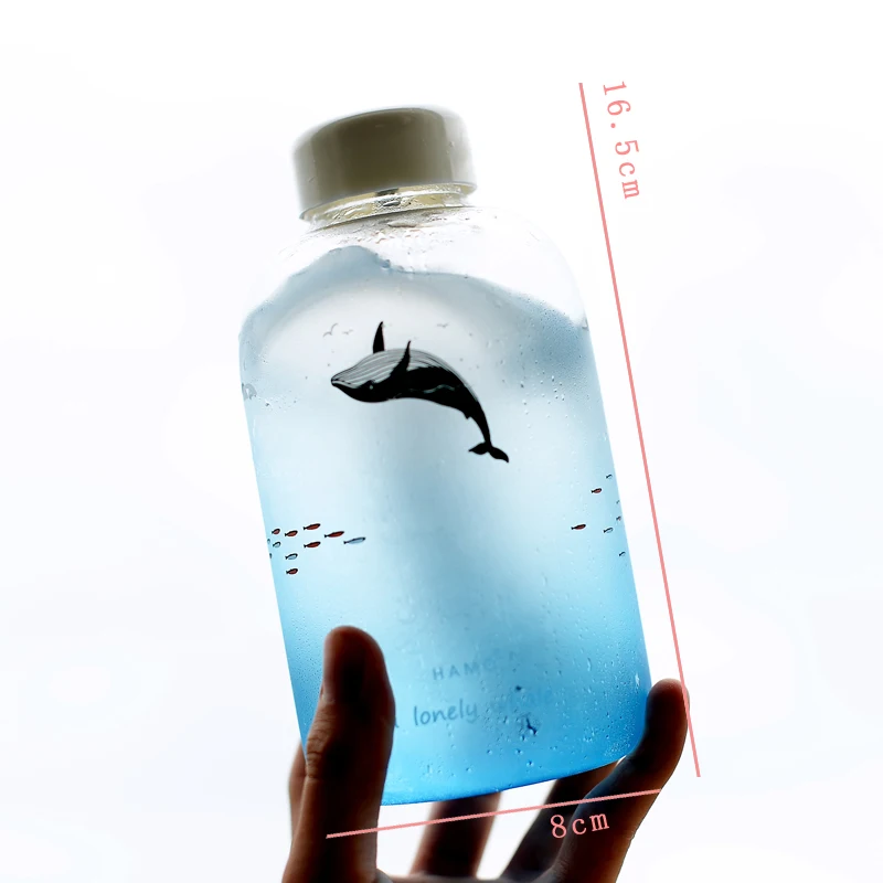 Большой Ocean Blue Gradient жаропрочных Стекло Кубок КИТ любителей чашка воды больше емкости простота прозрачный стеклянный чашки
